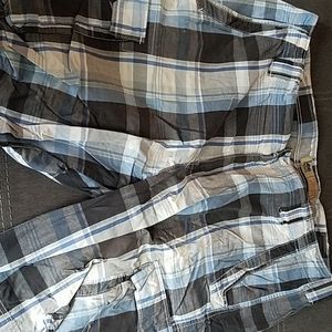 Men's Plaid cargo shorts.